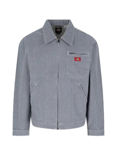 striped-pattern zip-up shirt jacket by DICKIES