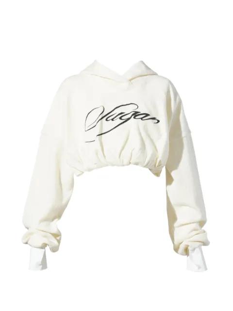 logo-print cropped hoodie by DIDU