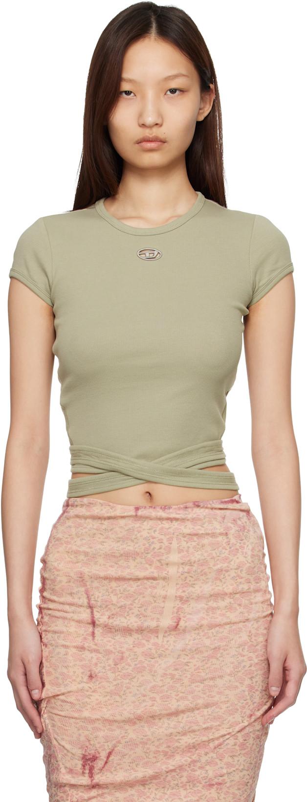 Beige Ribbed Wrap-Around Laces T-shirt by DIESEL