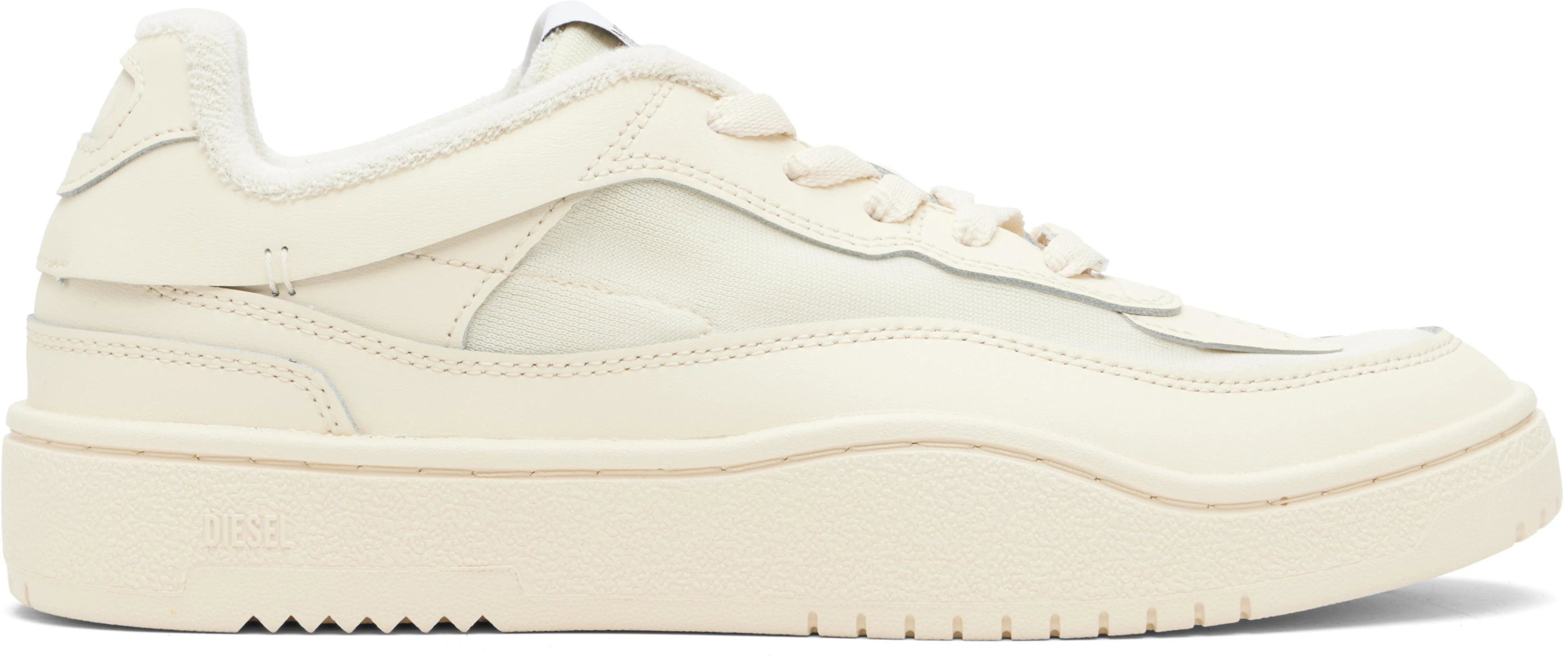 Beige S-Oval Skate Low Sneakers by DIESEL