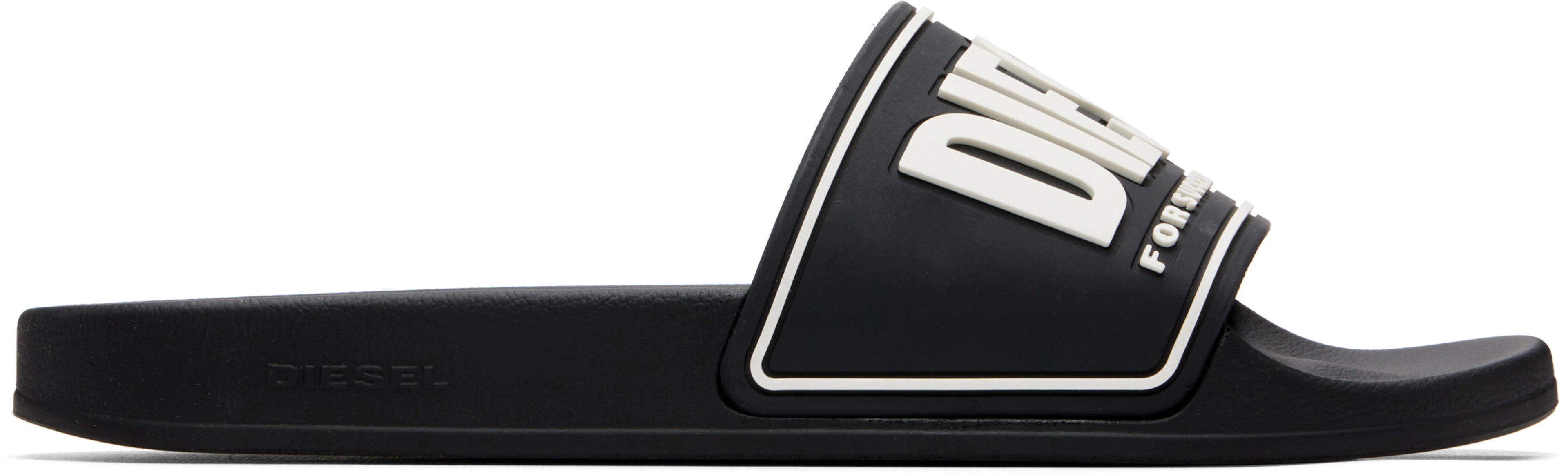 Black 3D Logo Sa-Mayemi-Pool Slides by DIESEL