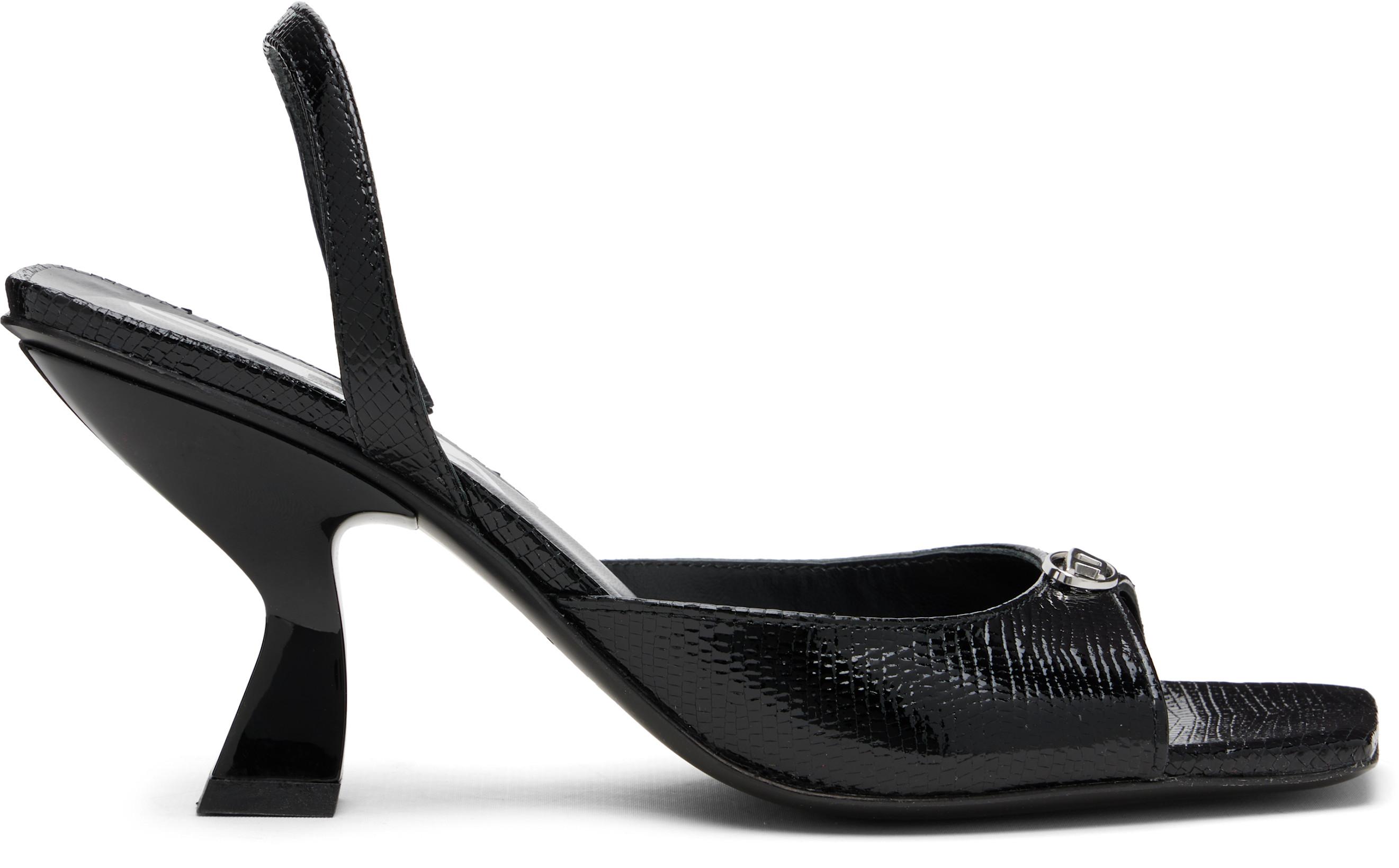 Black D-Amber 75 Heeled Sandals by DIESEL