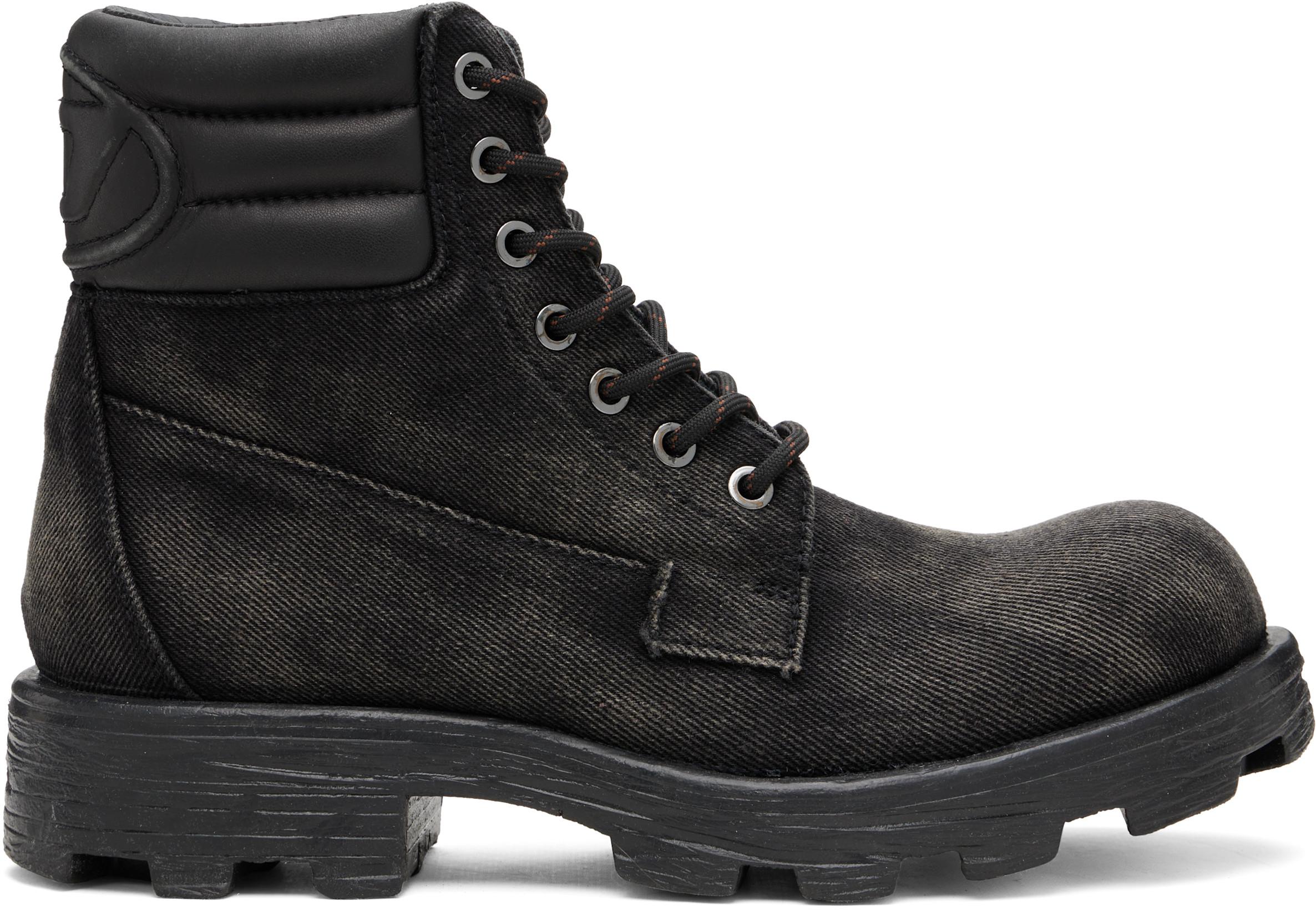 Black D-Hammer Lace Up Boots by DIESEL