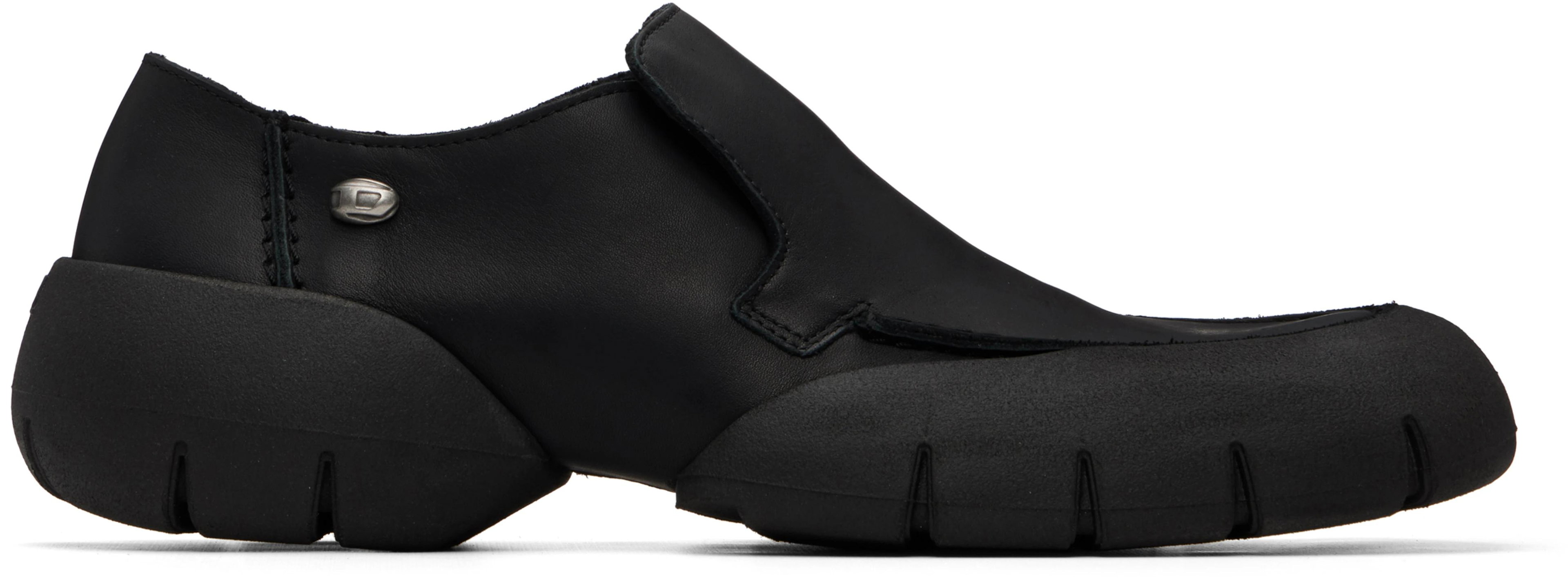Black D-Mathieu-Brushed Leather Sneakers by DIESEL