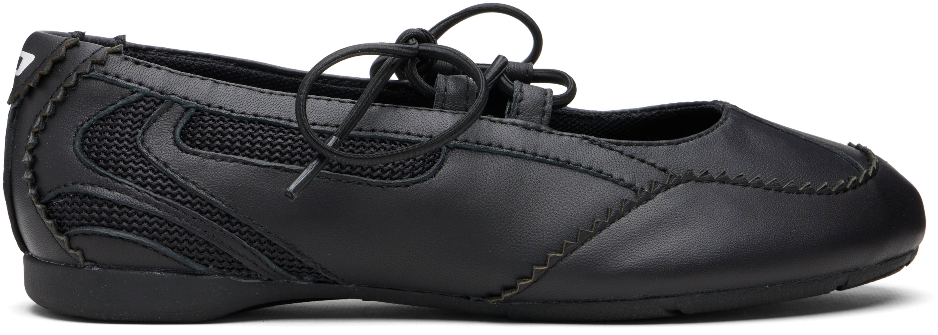 Black D-Mile Lace-Up Ballerina Flats by DIESEL