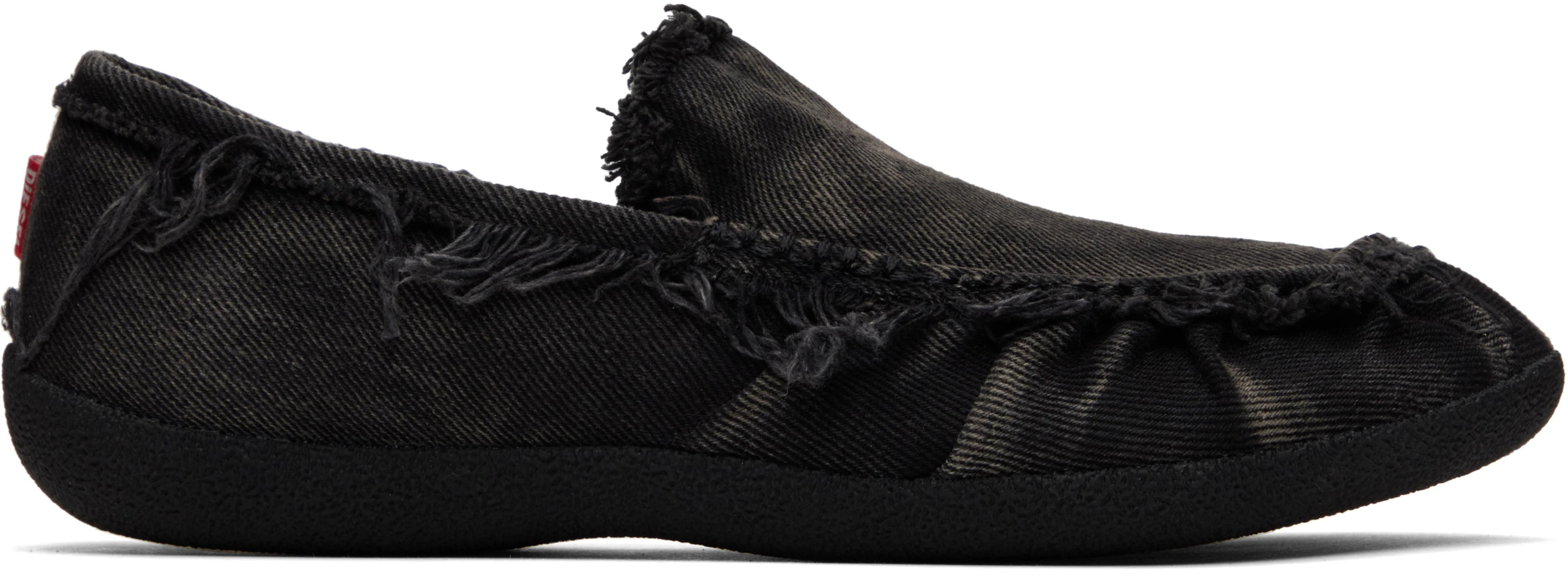 Black D-Shock Moc Slip-on Loafers by DIESEL