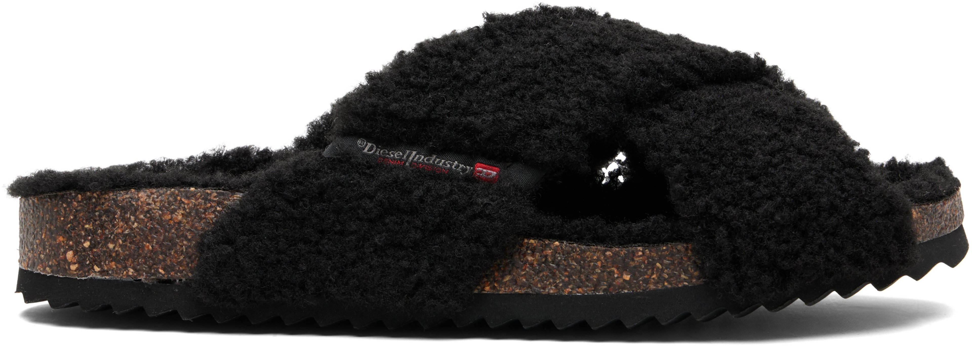 Black D-Woodstock Cross Sandals by DIESEL