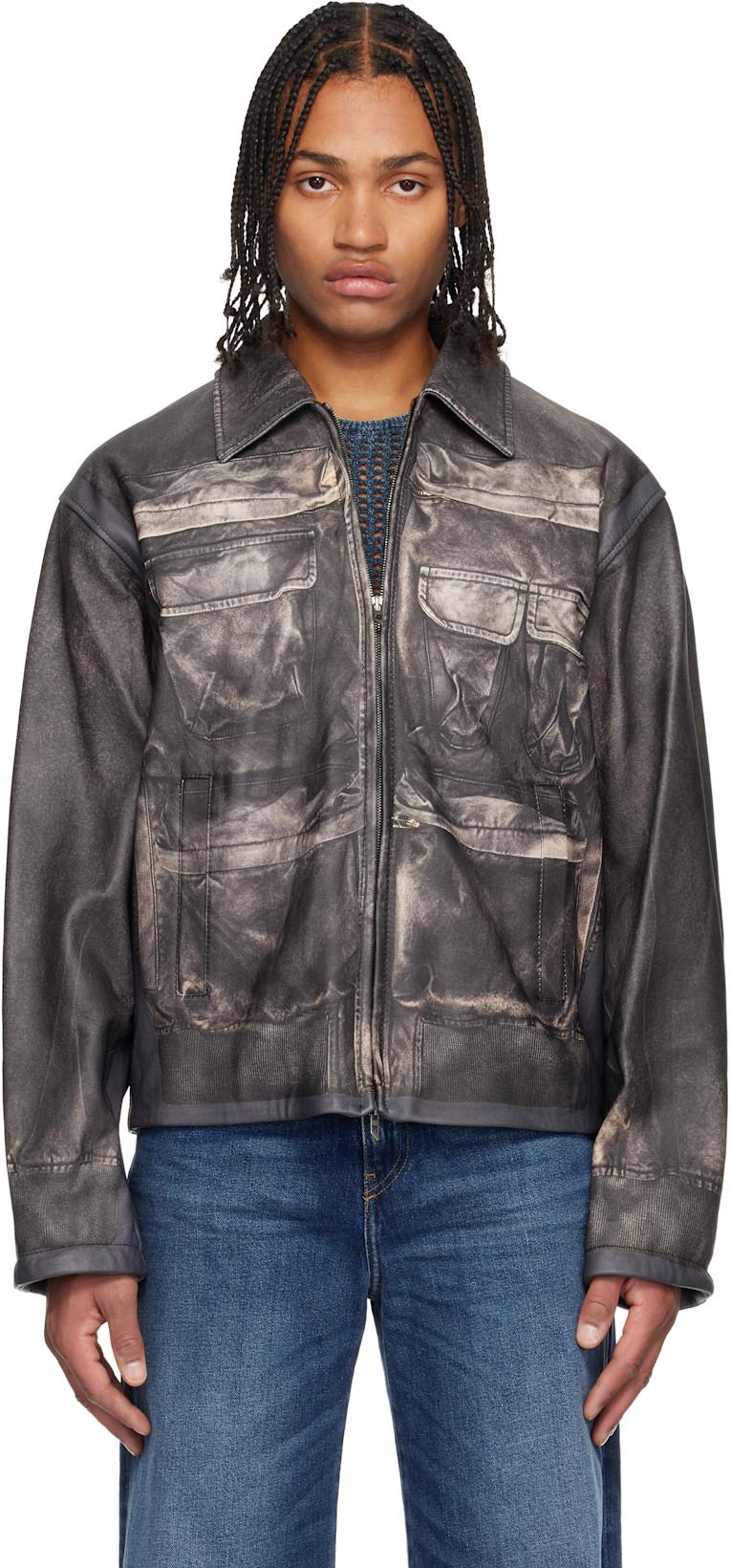 Black L-Mayer Leather Jacket by DIESEL Black L-Mayer Leather Jacket by DIESEL