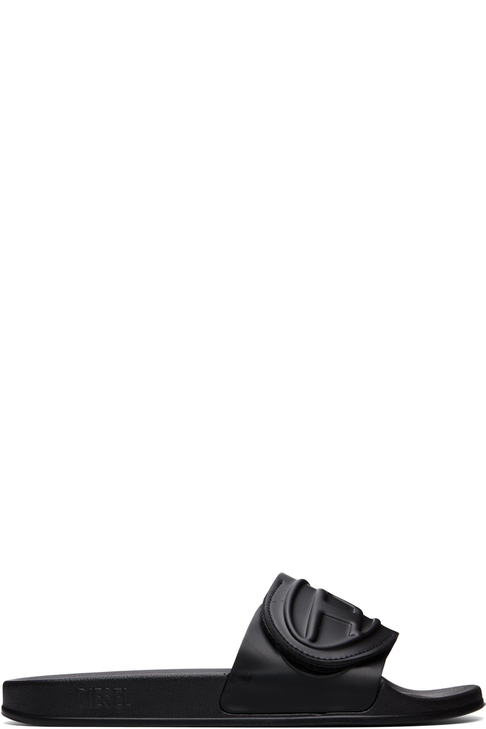 Black SA-Bloop Strap Pool Slides by DIESEL