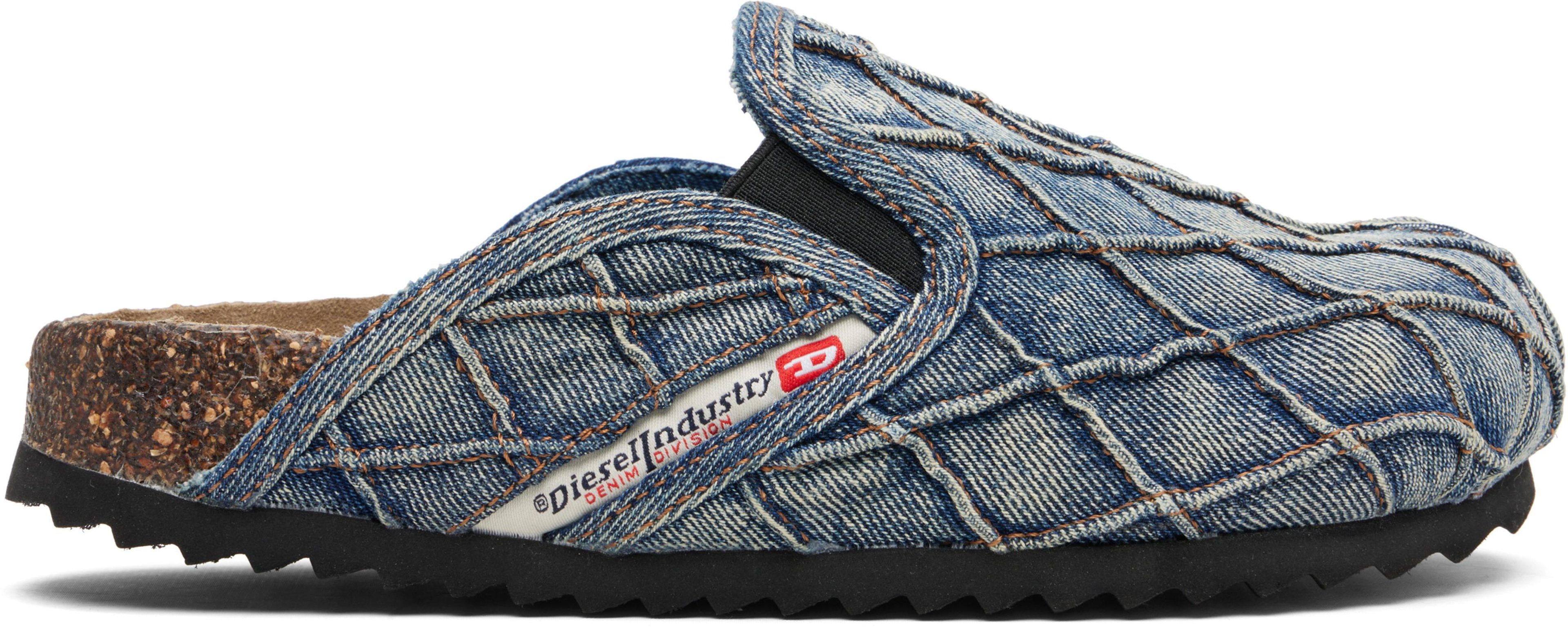 Blue D-Woodstock Quilted Slip-on Loafers by DIESEL
