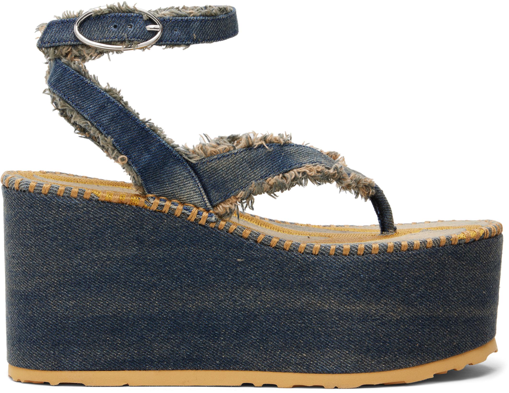 Blue SA-Nikola Denim Heeled Sandals by DIESEL