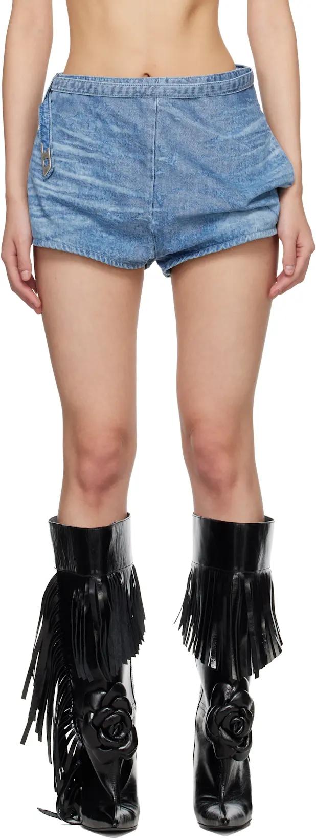 Blue Satin Denim Miniskirt by DIESEL