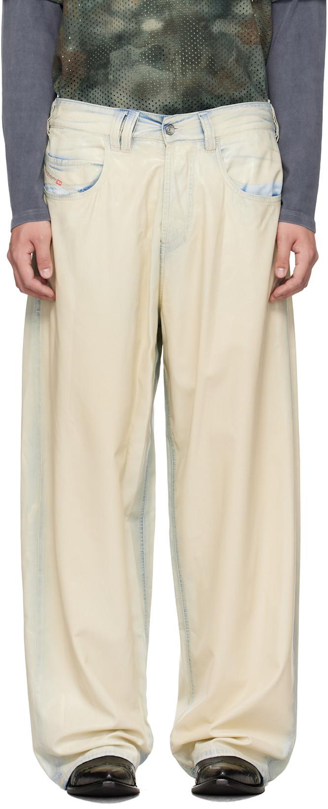 Blue & Off-White Regular Waist 1997 D-Enim-M Relaxed Jeans by DIESEL
