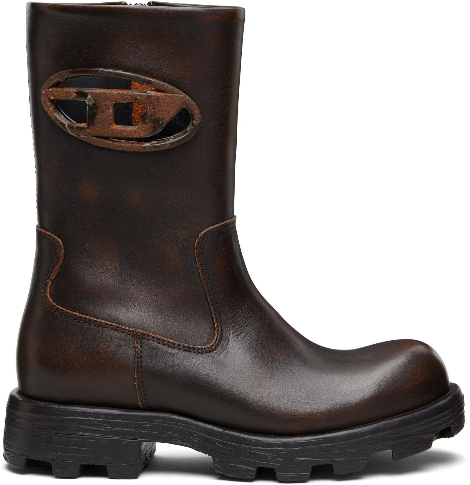 Brown D-Hammer Bkr D W Boots by DIESEL