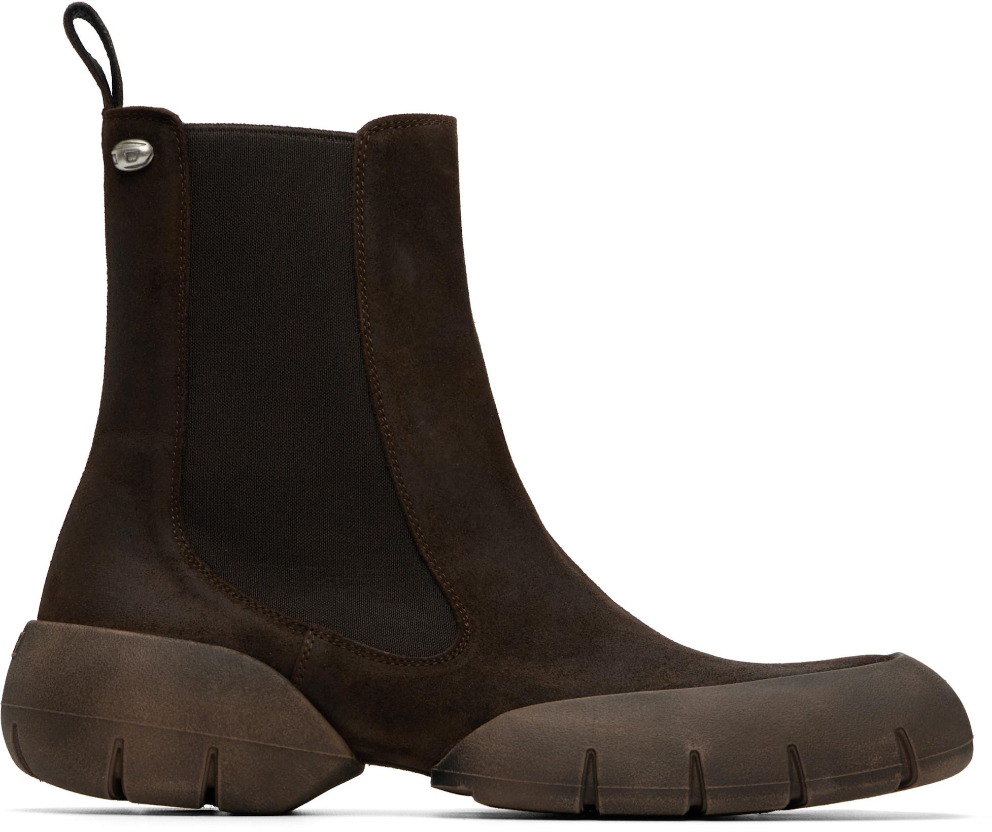 Brown D-Mathieu Suede Chelsea Boots by DIESEL