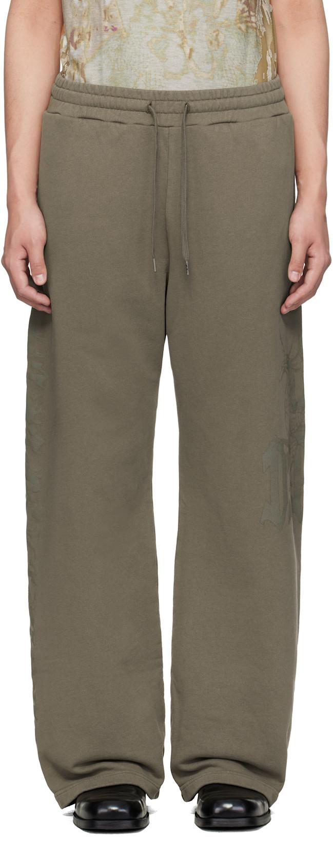 Brown Treated Logo Print Sweatpants by DIESEL
