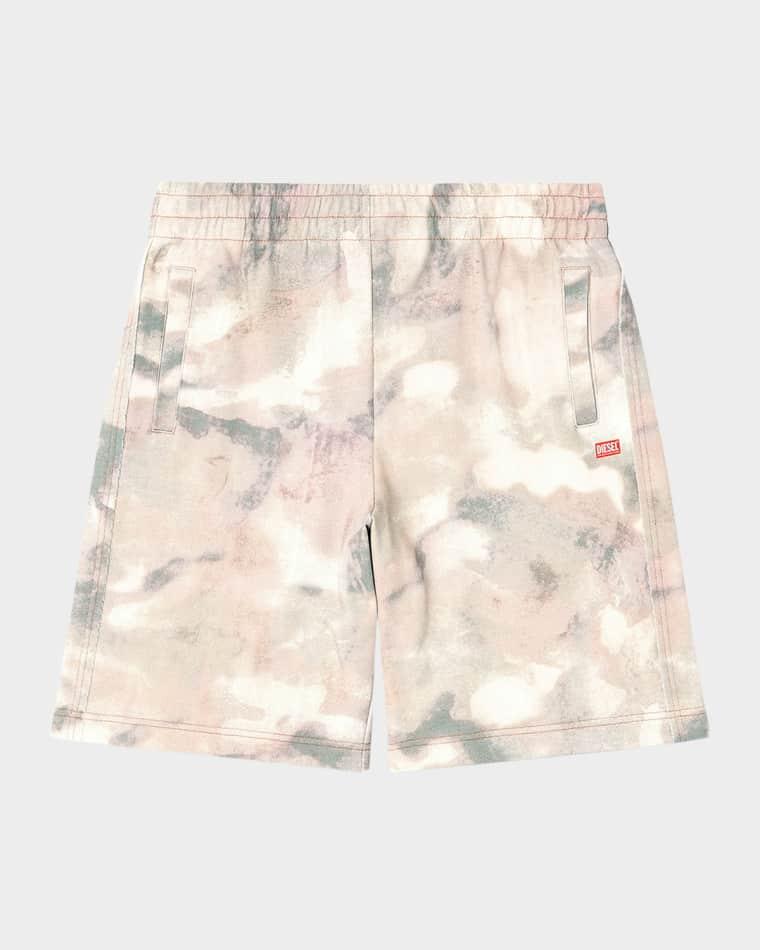 Camouflage Cotton Fleece Shorts by DIESEL