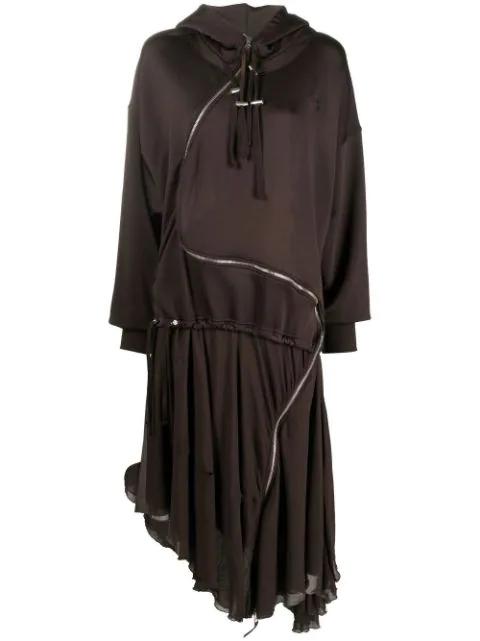 D-Abanazip chiffon-panelled hoodied sweater dress by DIESEL