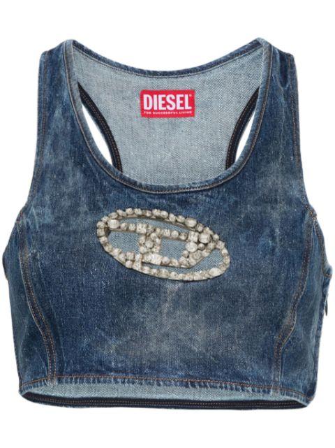 De-Top-Fsd crystal-embellished top by DIESEL