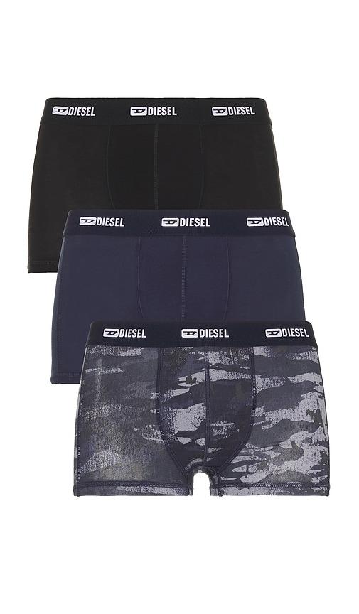 Diesel 3-Pack Boxer Briefs Plain And Camo in Blue by DIESEL