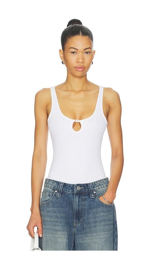 Diesel Maura Denim Bodysuit in White by DIESEL