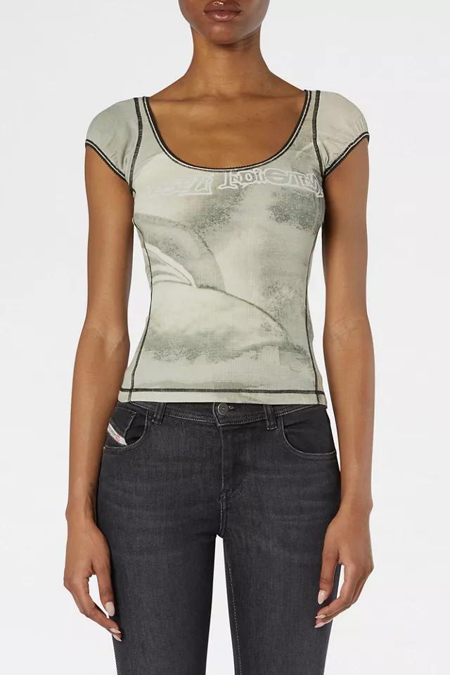 Diesel T-Icaty Contrast Stitching Cap Sleeve Tee by DIESEL