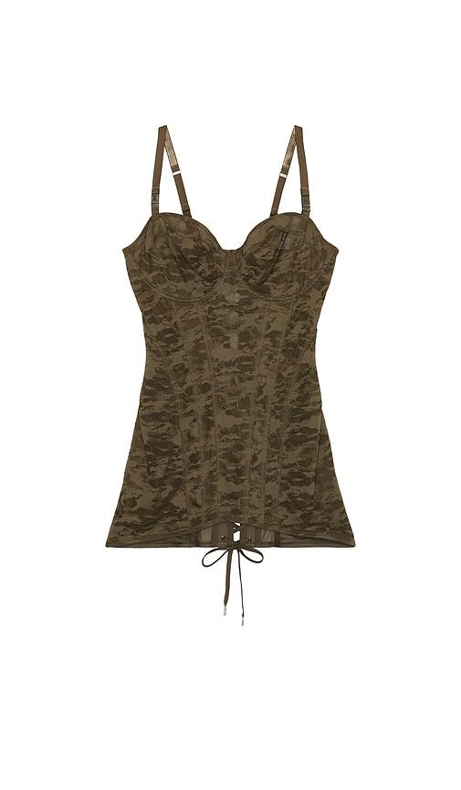 Diesel X Savage C Camo Lace Corset Slip in Army by DIESEL