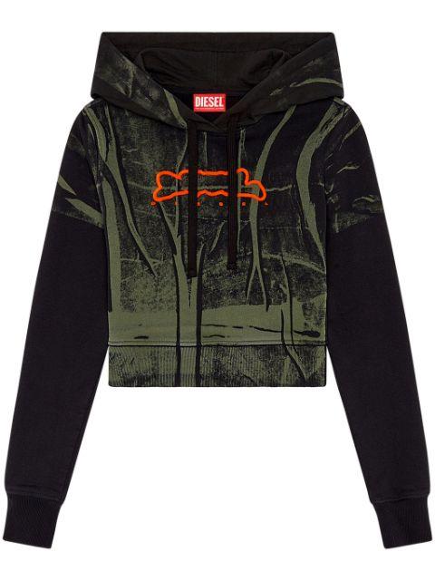 F-Slimmy-Hood cropped cotton hoodie by DIESEL