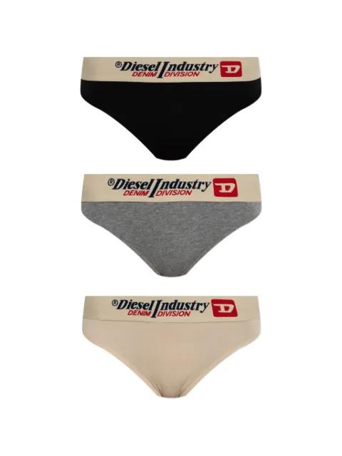 Fig logo-waistband cotton briefs (pack of three) by DIESEL