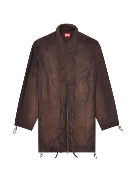 Giacca leggera extra-long collar zip-up denim jacket by DIESEL