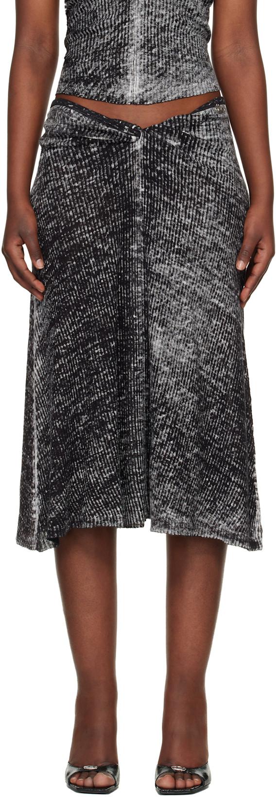 Gray M-Livette Midi Skirt by DIESEL
