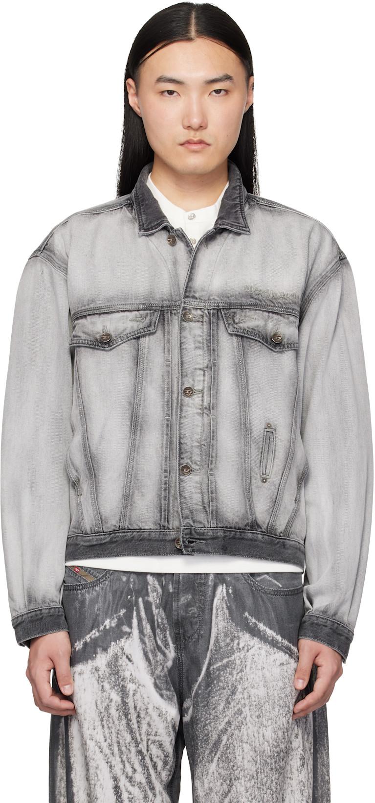 Gray Medium-Light Skeleton Denim Trucker Jacket by DIESEL