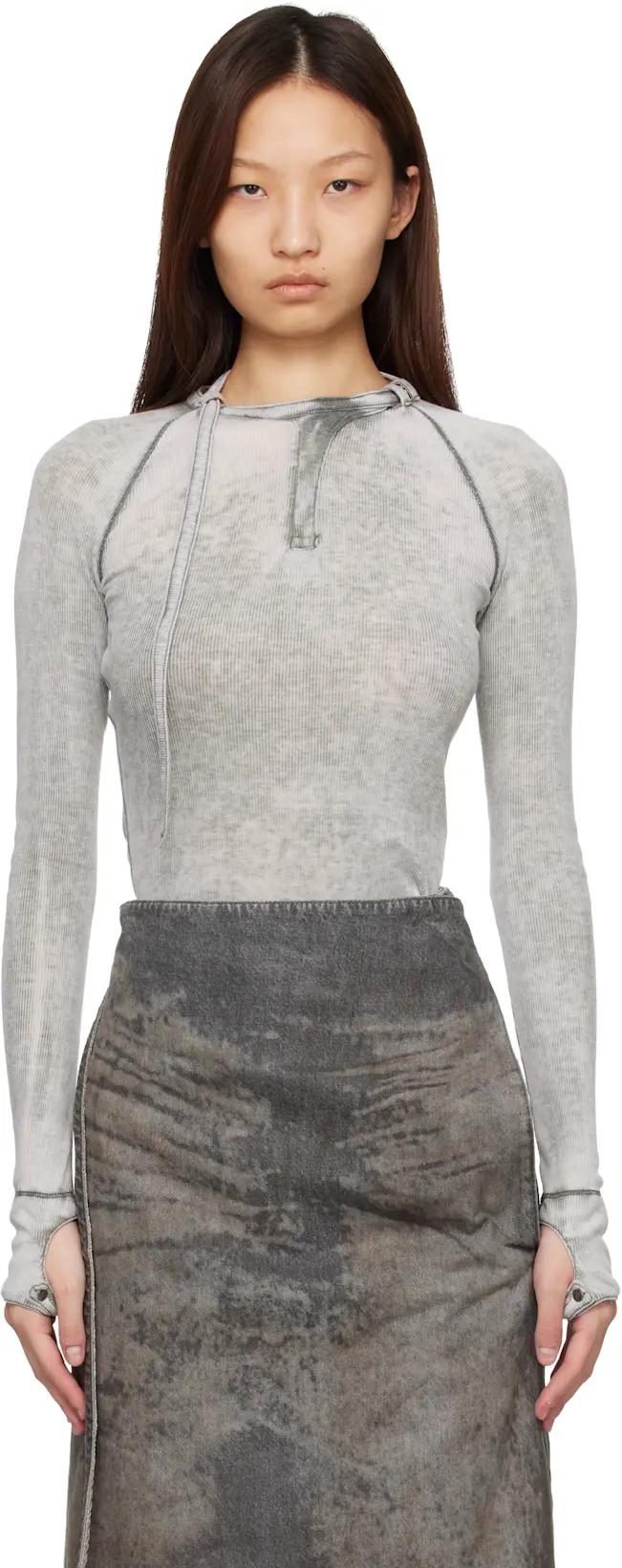 Gray Rib-Jersey Biker Neck Strap T-shirt by DIESEL