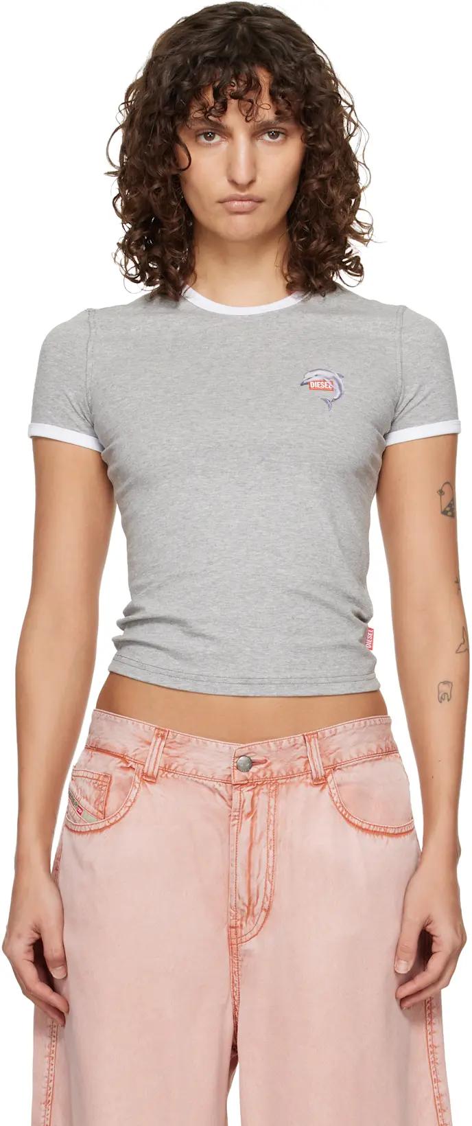 Gray Slim Dolphin Print T-shirt by DIESEL