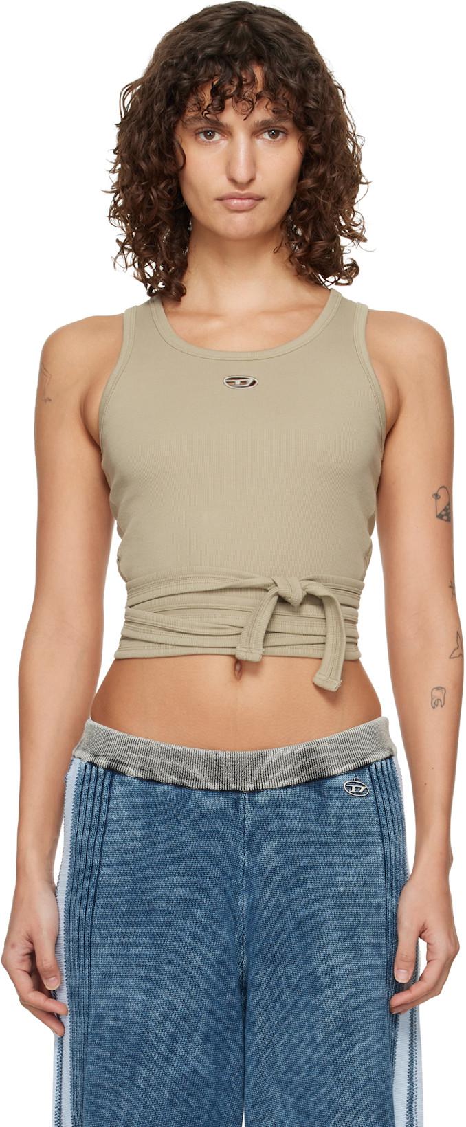 Gray Wrap-Around Crop Tank Top by DIESEL