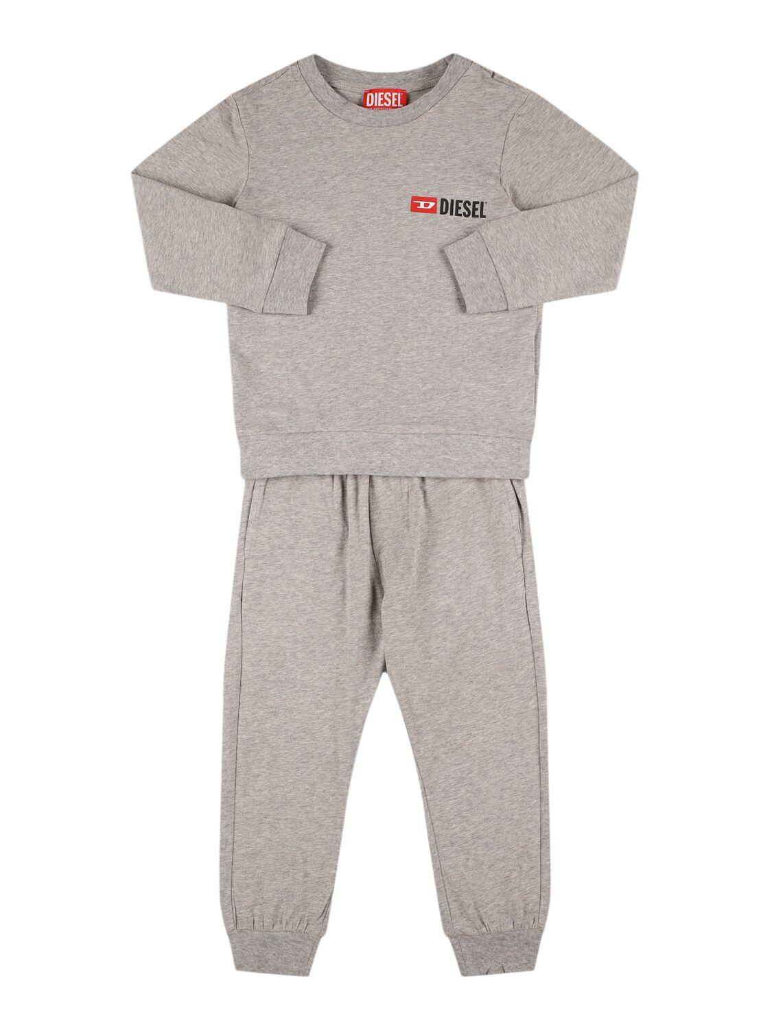 Cotton Jersey Pajama Set W/logo by DIESEL KIDS