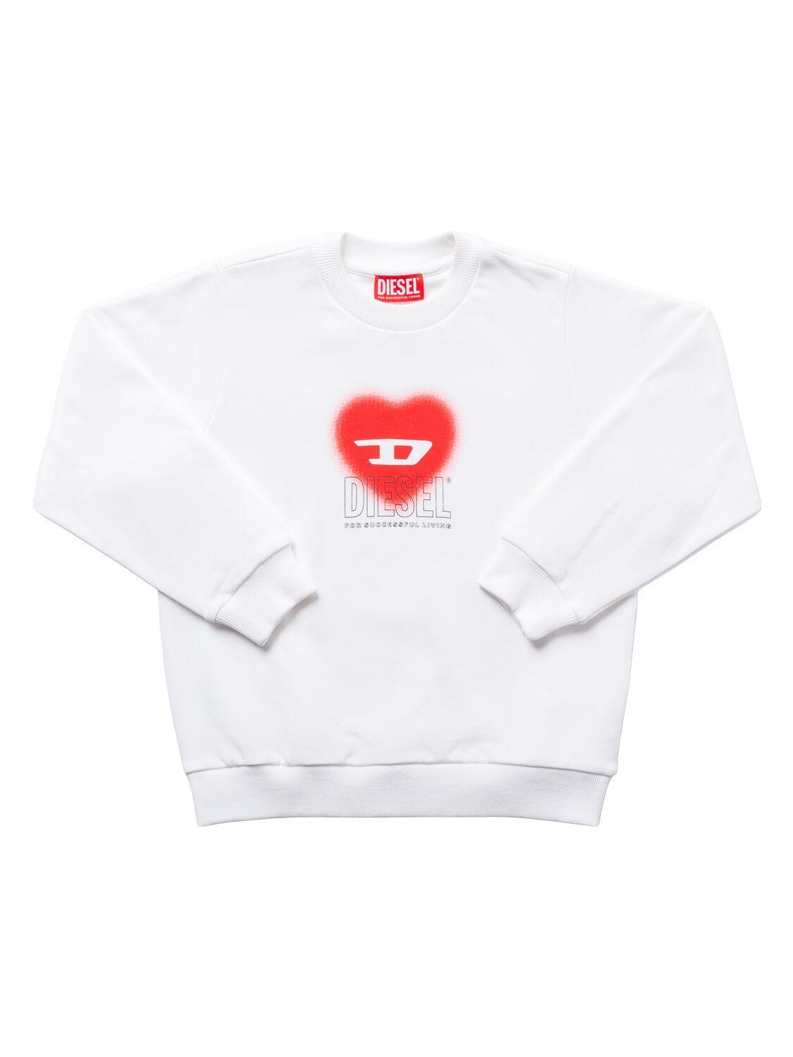 Printed Cotton Crewneck Sweatshirt by DIESEL KIDS