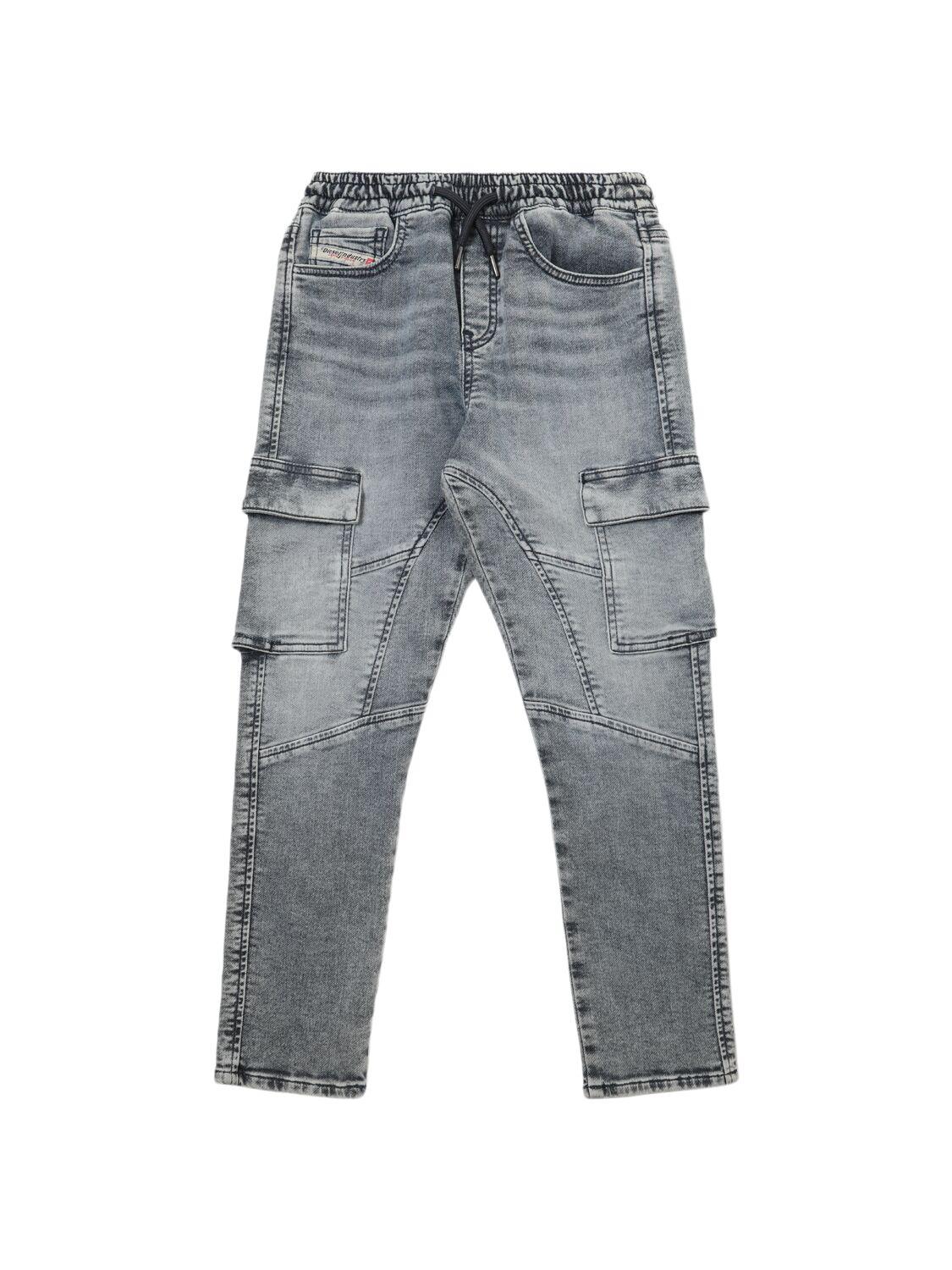 Stretch Cotton Cargo Jeans by DIESEL KIDS