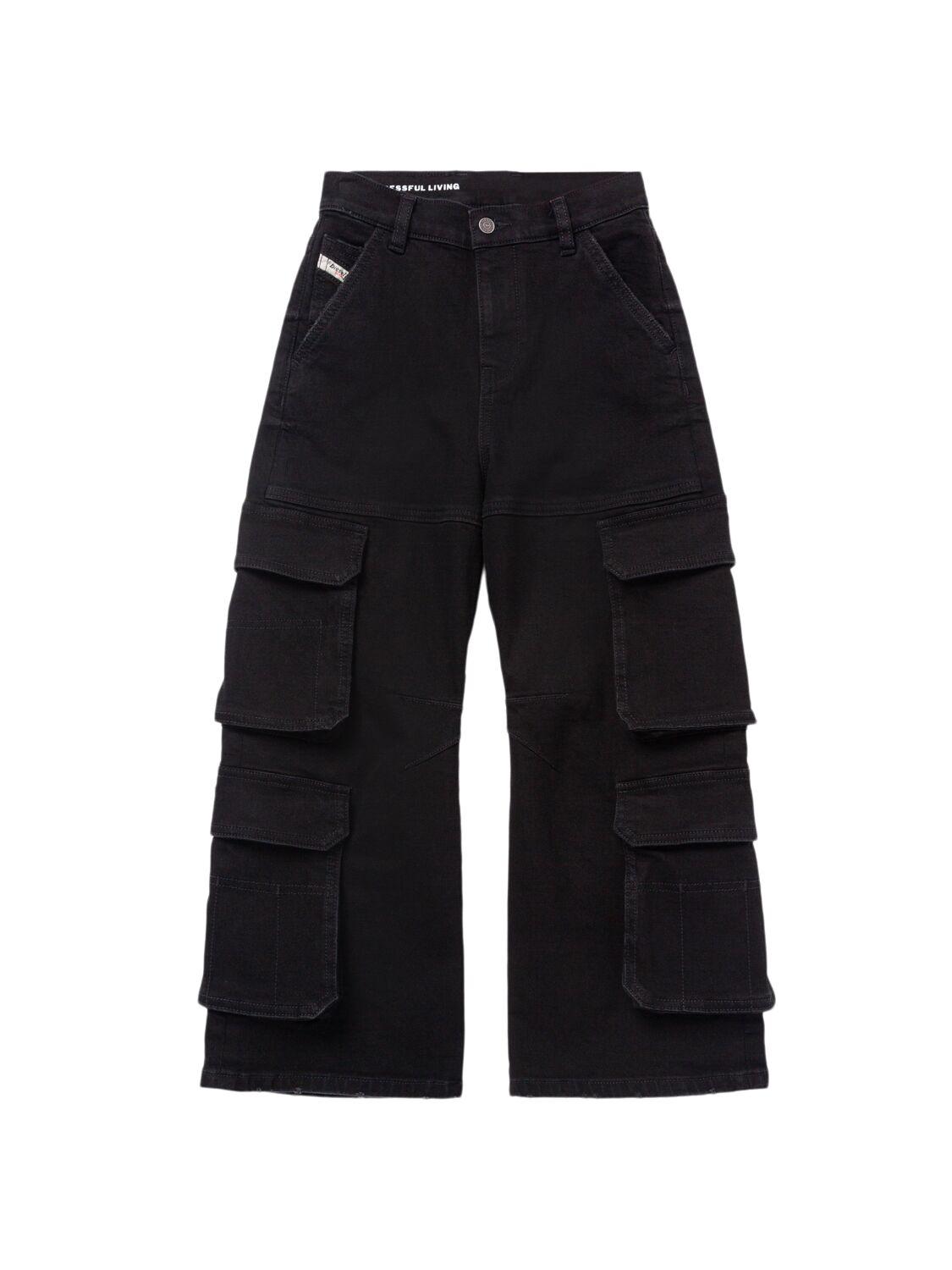 Stretch Cotton Cargo Jeans by DIESEL KIDS