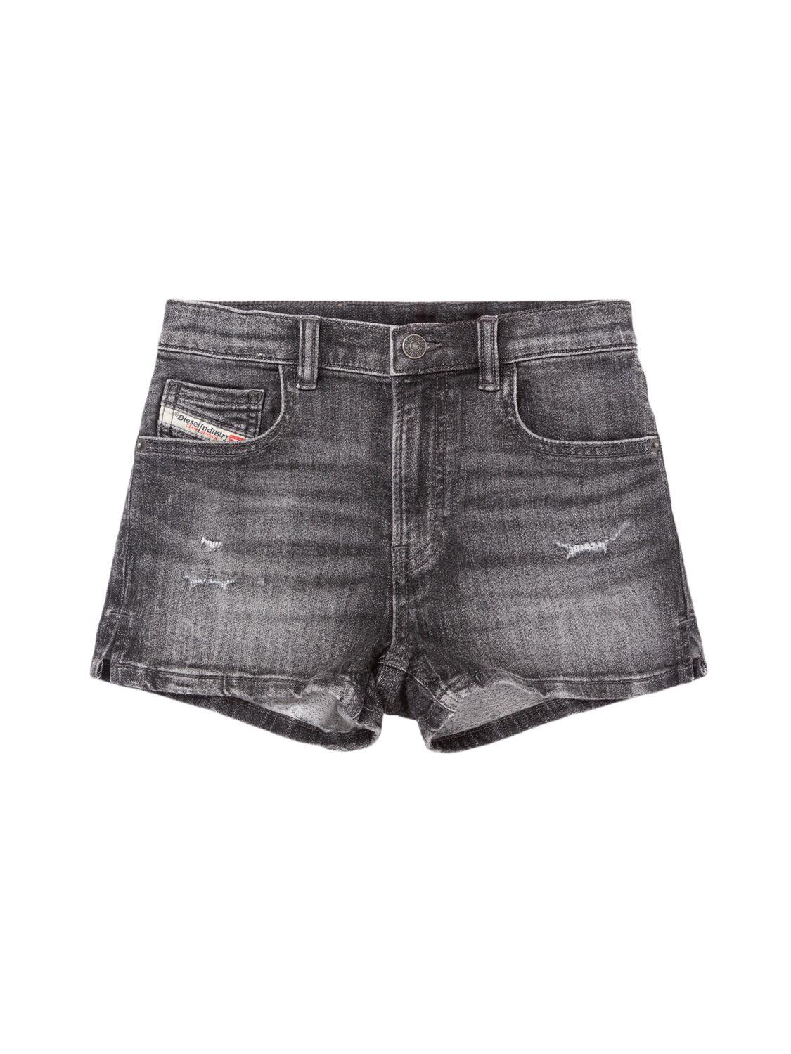 Stretch Cotton Denim Shorts by DIESEL KIDS