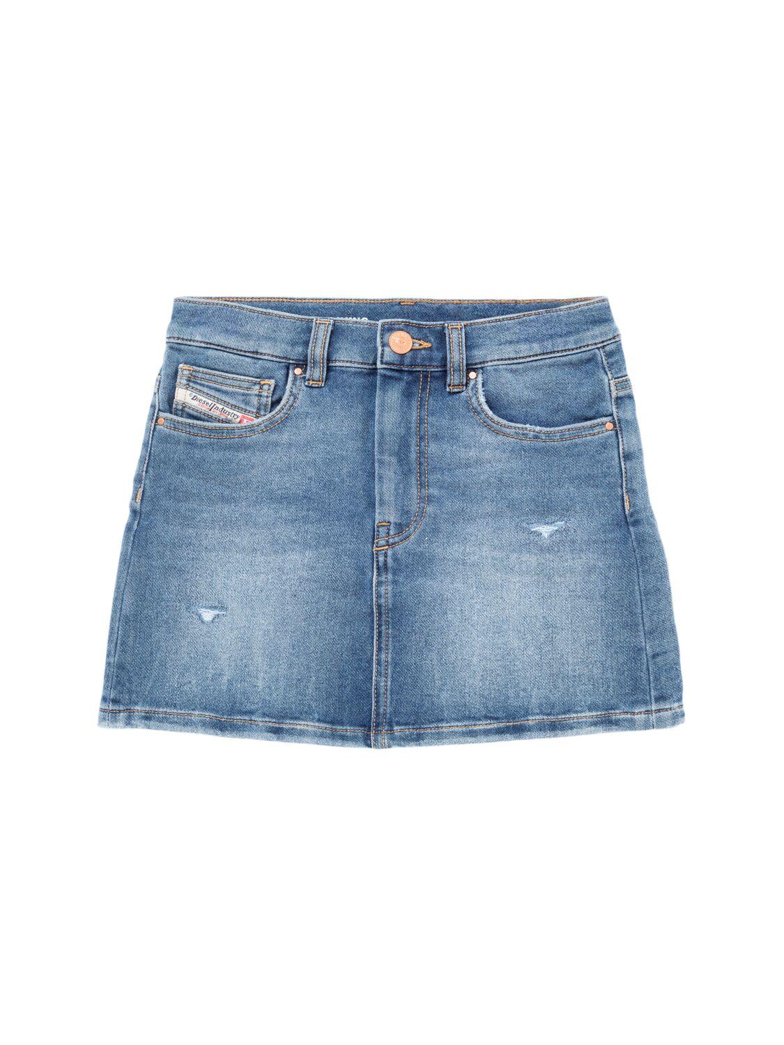 Stretch Cotton Denim Skirt by DIESEL KIDS