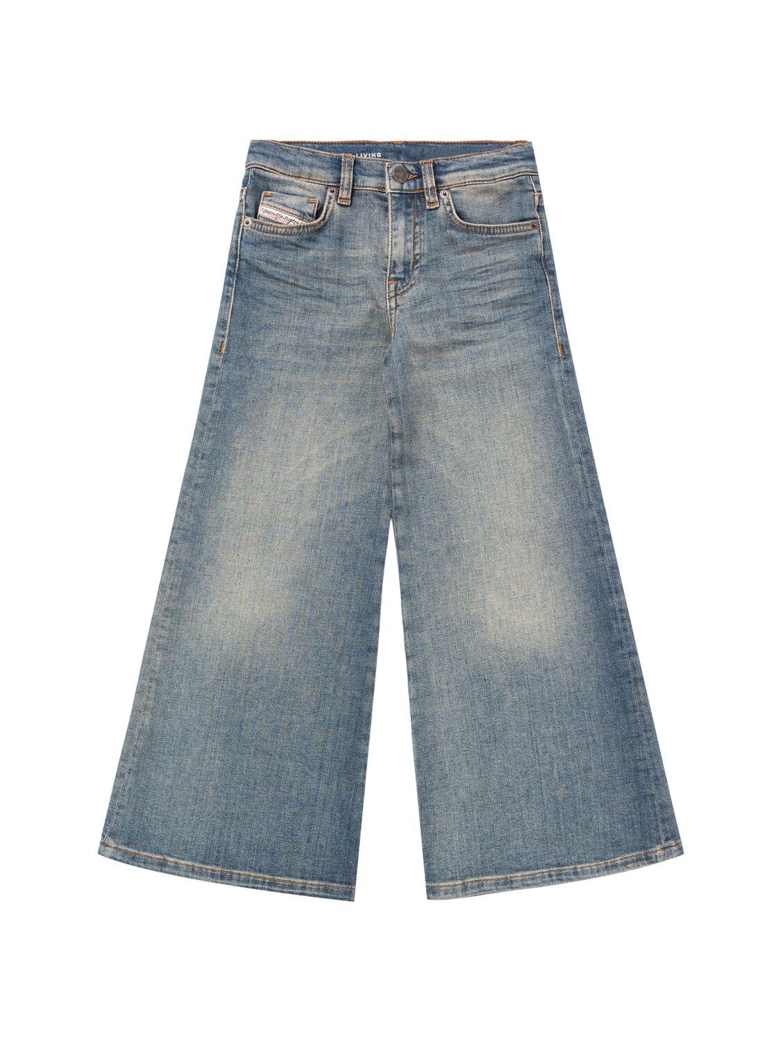 Stretch Cotton Flared Jeans by DIESEL KIDS