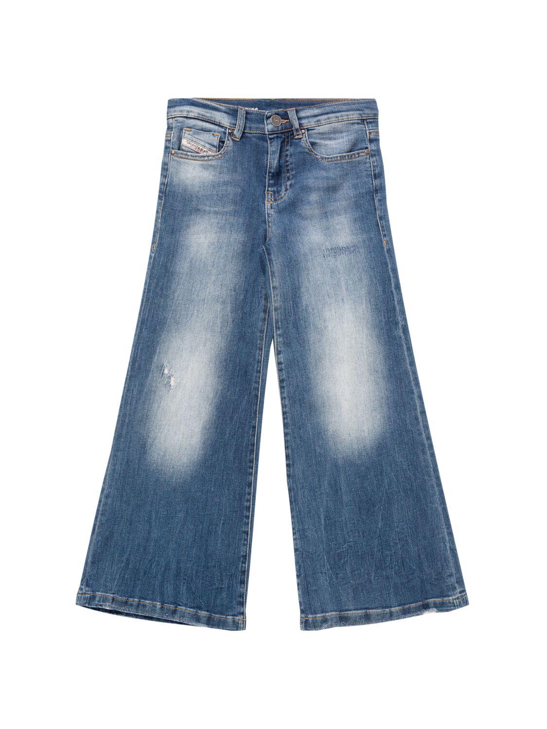 Stretch Cotton Flared Jeans by DIESEL KIDS