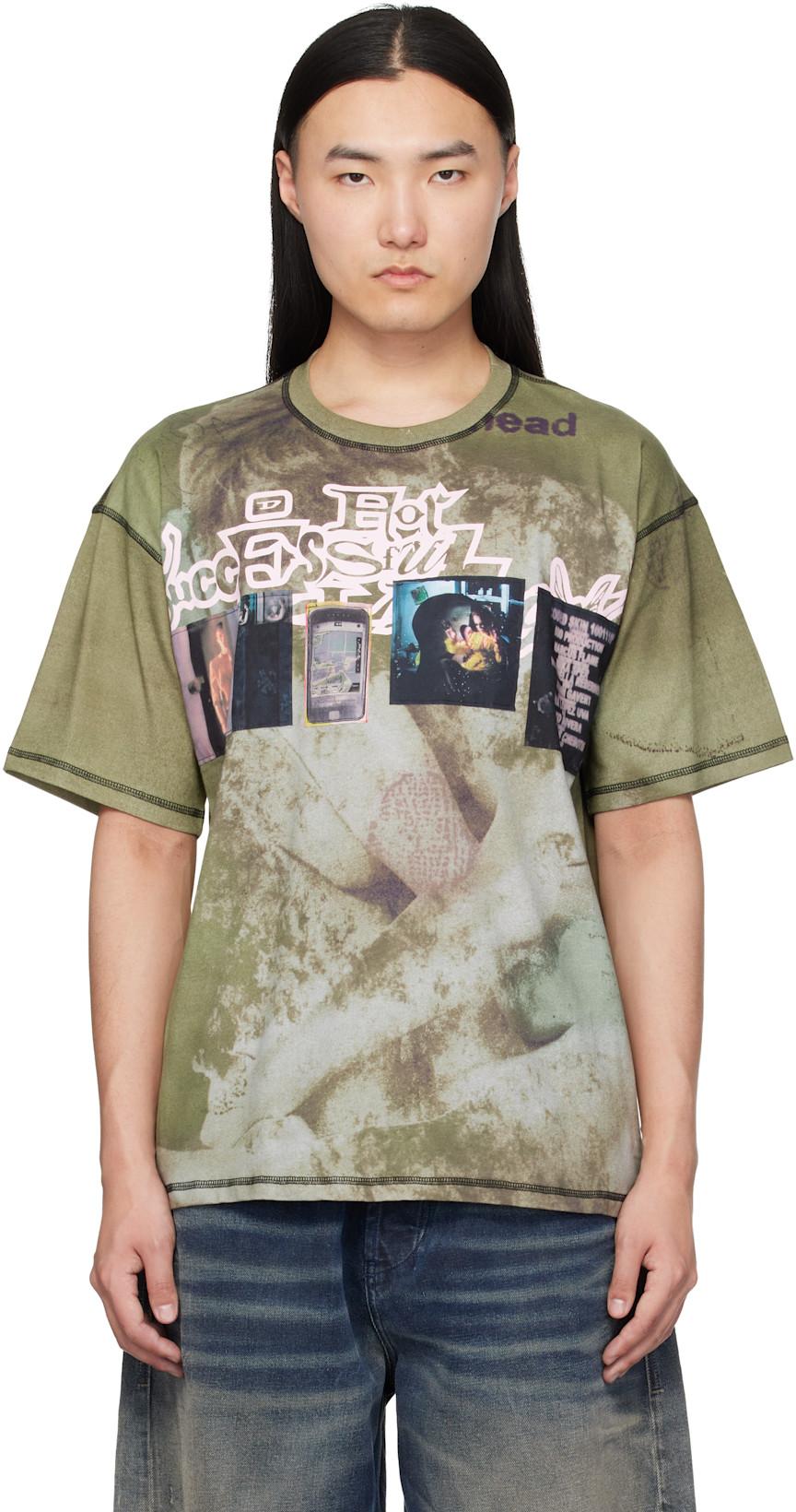 Khaki All-Over Prints & Patches Relaxed T-shirt by DIESEL