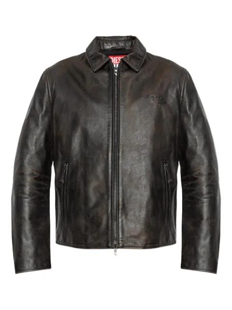 L-Amar-WRD logo-embossed leather jacket by DIESEL