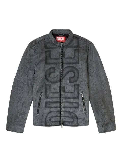 L-Evert-A logo-print leather jacket by DIESEL