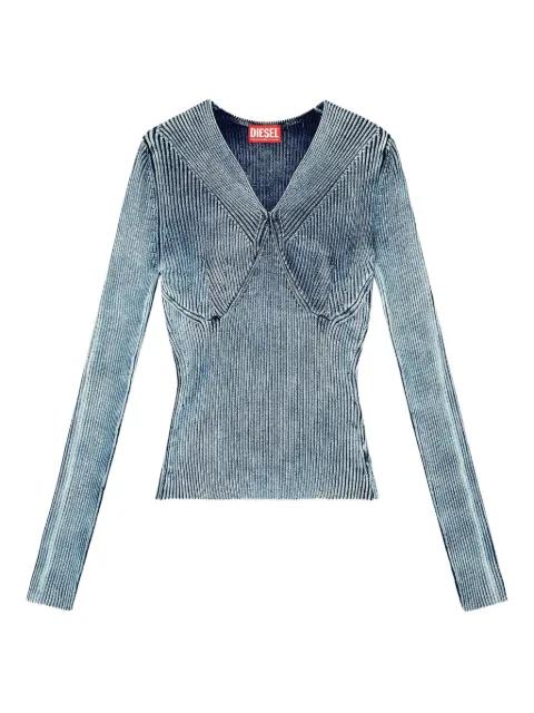M-Milmo ribbed V-neck top by DIESEL