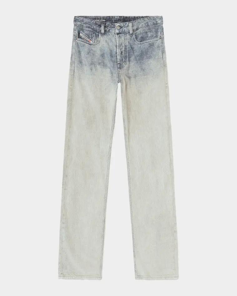 Men's D-1980 Jacquard Check Denim Straight-Leg Jeans by DIESEL