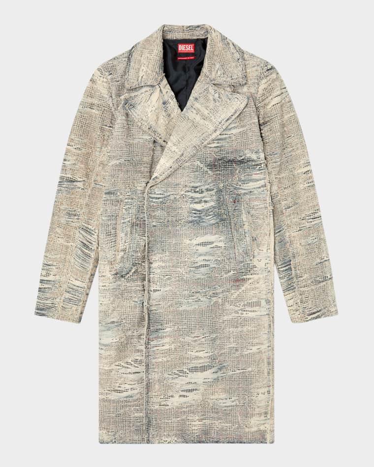 Men's Distressed Prince of Wales Topcoat by DIESEL