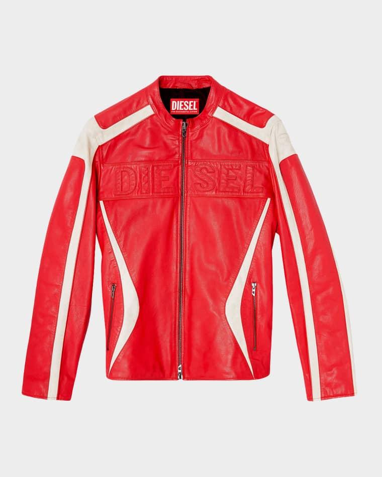 Men's L-Adam Color-Block Leather Biker Jacket by DIESEL